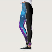 Leggings Galaxy Agate Parties scintillant en marbre violet  (Gauche)