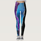 Leggings Galaxy Agate Parties scintillant en marbre violet  (Devant)