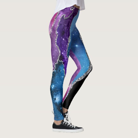 Leggings Galaxy Agate Parties scintillant en marbre violet  (Droite)