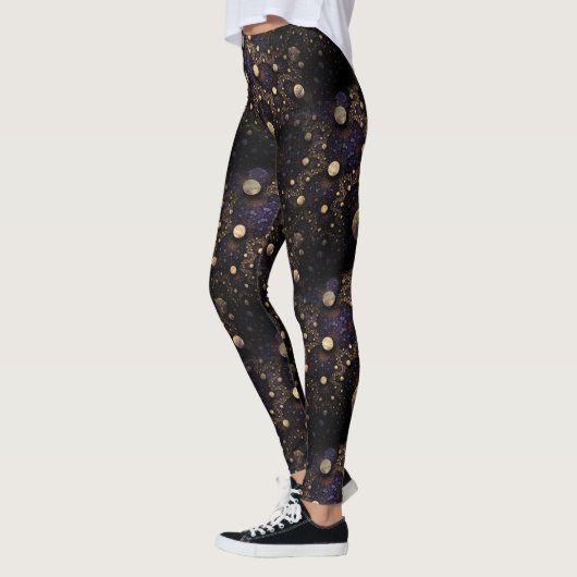 Leggings Galaxy Fractal Moons Motif (Gauche)