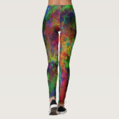 Leggings Galaxy Multi-couleur Abstraite Nebula verte (Dos)