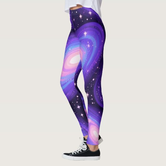 Leggings Galaxy Swirls Motif Dreamy Cosmic Nebula Design (Gauche)