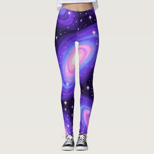 Leggings Galaxy Swirls Motif Dreamy Cosmic Nebula Design (Devant)