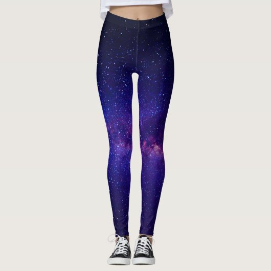 Leggings Galerie de nuit pourpre étoilée (Devant)