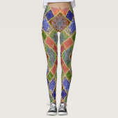 Leggings GAMMES - Design Mandala rose-bleu-jaune-vert (Devant)