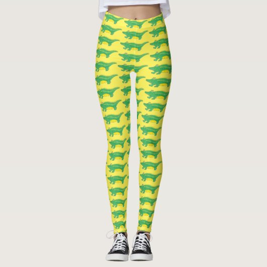 Leggings Gator vert jaune Alligator Crocodile Croc Animal (Devant)