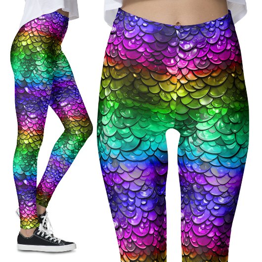 Leggings Gay pride LGBT Rainbow Wet Look Mermaid Tail