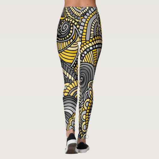 Leggings, geel en grijs Zendole Pattern Leggings (Achterkant)