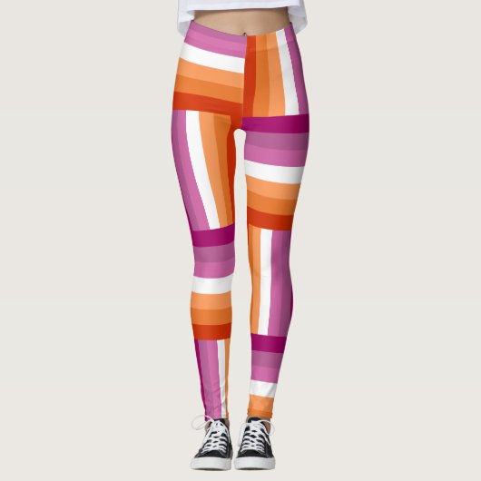 Leggings geïnspireerd door de Lesbische Pride Flag (Voorkant)