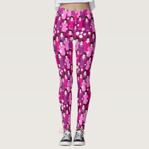 Leggings Geisha japonais en Kimonos Motif rose