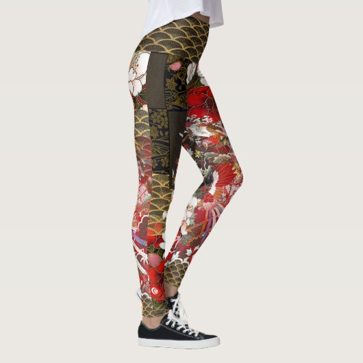 Leggings Geisha japonais Fondo de feuille d'or (Droite)