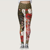 Leggings Geisha japonais Fondo de feuille d'or (Devant)