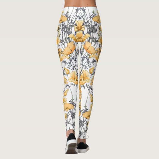 Leggings  gele makreelbloemen (Achterkant)