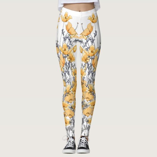 Leggings  gele makreelbloemen (Voorkant)