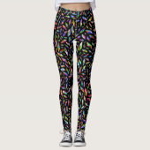 Leggings Gemmes Diamantes Multicolores sur Noir (Devant)