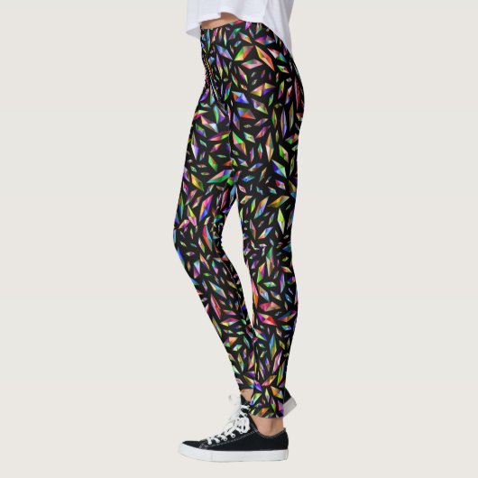 Leggings Gemmes Diamantes Multicolores sur Noir (Gauche)