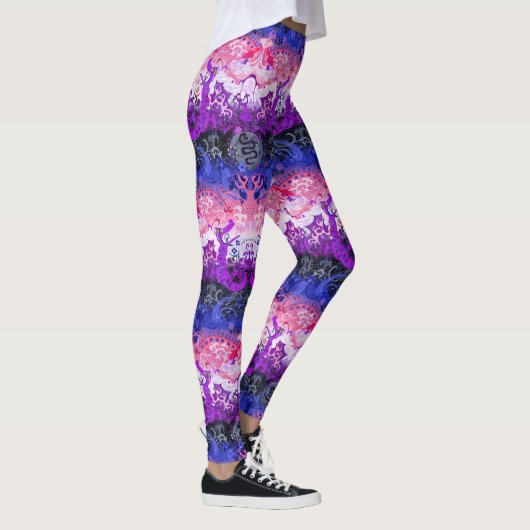 Leggings Genderfluide Dragon Damask - Genderfluide Fierté D (Droite)