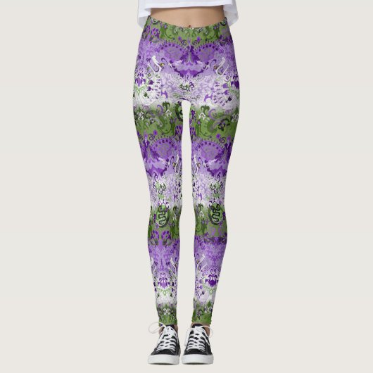 Leggings Genderqueer Dragon Damask - Genderqueer Pride Drap (Devant)