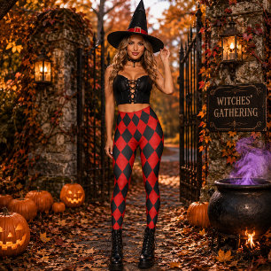 Leggings Geometric Diamond Halloween Rouge et Noir