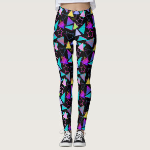 Leggings Geometric Shapes Pattern Vintage Style 01.bwx4