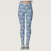Leggings Geometrical swan flying bird pattern blue (Devant)