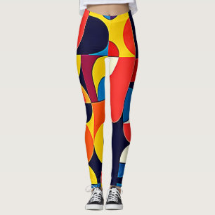 Leggings Géométrie d'art en blocs de couleurs rétro
