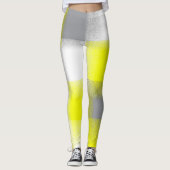 Leggings Géométrie funky Art Abstrait gris jaune blanc (Devant)