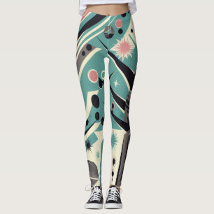 Leggings Géométrie Rétro d'Arbre Pétrifié Atomique
