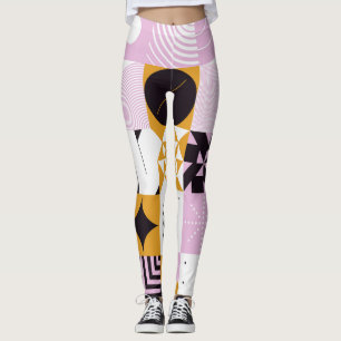 Leggings Géométrie Scandinave : Oeuvre Artisanale Dessinée 
