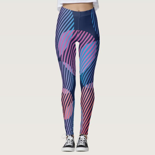 Leggings Géométrie tropicale : Conception nocturne violette (Devant)