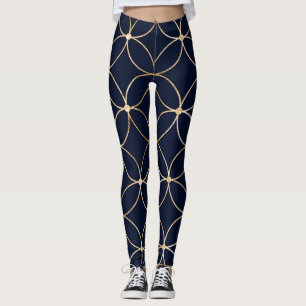 Leggings Géométrie vintage : Bleu doré Abstrait