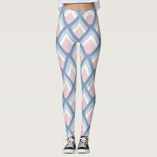 Leggings géométrique Abstraite, bleue, rose et blanc cassé (Devant)