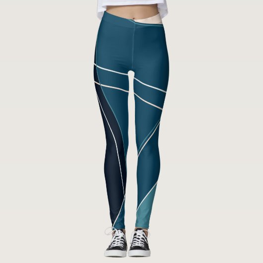 Leggings Géométrique bleue et neutre (Devant)