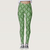 Leggings Géométrique Et Florale Vert Et Blanc (Devant)