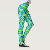 Leggings Géométrique étoile Abstraite - Vert chaux et bleu (Droite)