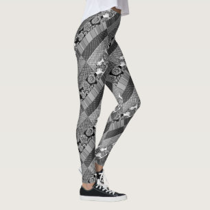 Leggings Géométrique, Motif, noir et blanc