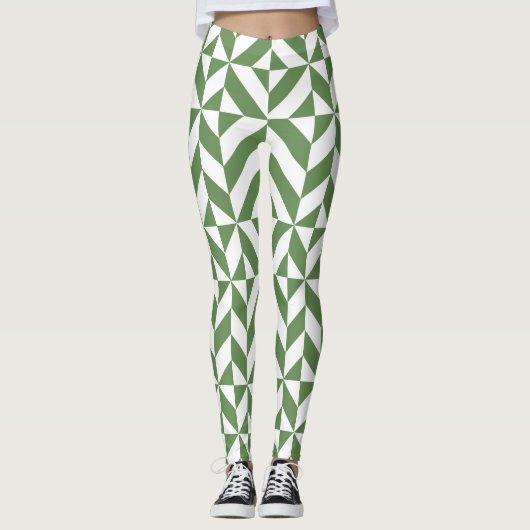 Leggings Géométrique verte (Devant)
