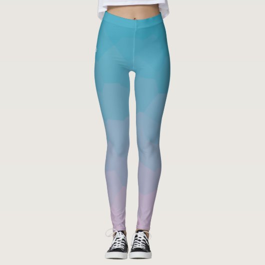 Leggings géométriques à dégradé bleu et violet pou (Devant)