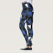 Leggings géométriques bleu/blanc pour femmes (Gauche)