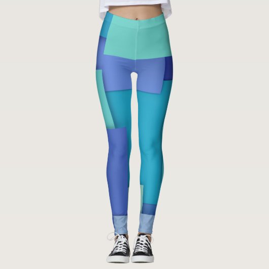 Leggings géométriques bleus (Devant)