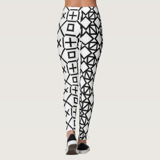 Leggings géométriques noirs et blancs (Dos)