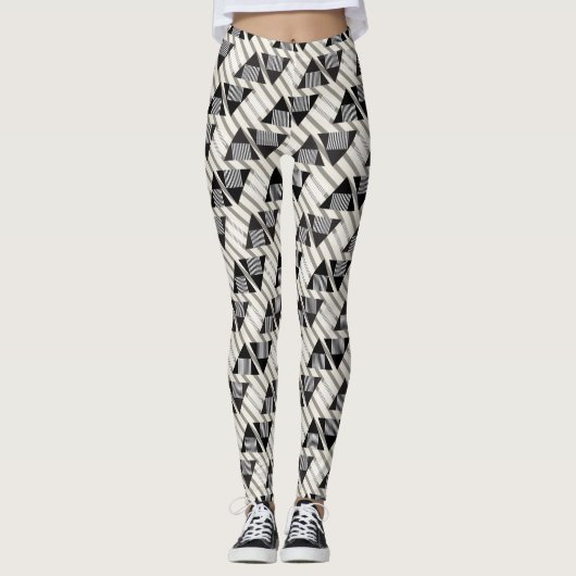 Leggings géométriques pour femmes noir/or (Devant)