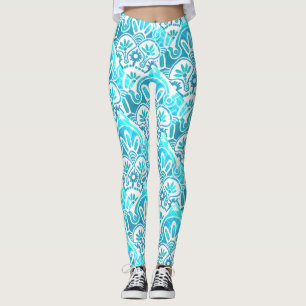 Leggings géométriques turquoise et turquoises