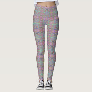 Leggings géométriques vert violet rose