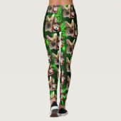 Leggings German Shepherd, Toy Reindeer, Green Snowflakes (Dos)