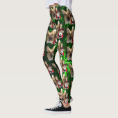Leggings German Shepherd, Toy Reindeer, Green Snowflakes (Gauche)