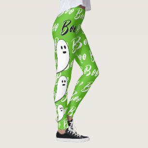 Leggings Ghost Halloween noir blanc livre vert