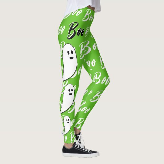 Leggings Ghost Halloween noir blanc livre vert (Droite)