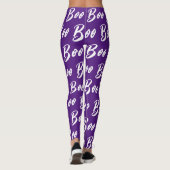 Leggings Ghost Halloween noir blanc violet botte (Dos)