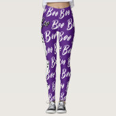 Leggings Ghost Halloween noir blanc violet botte (Devant)